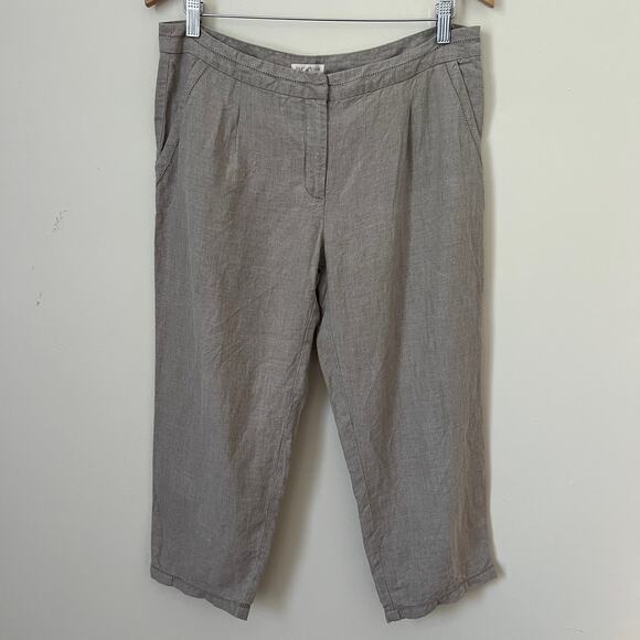 Eileen Fisher Cropped Linen Pants Size M - Picture 1 of 10